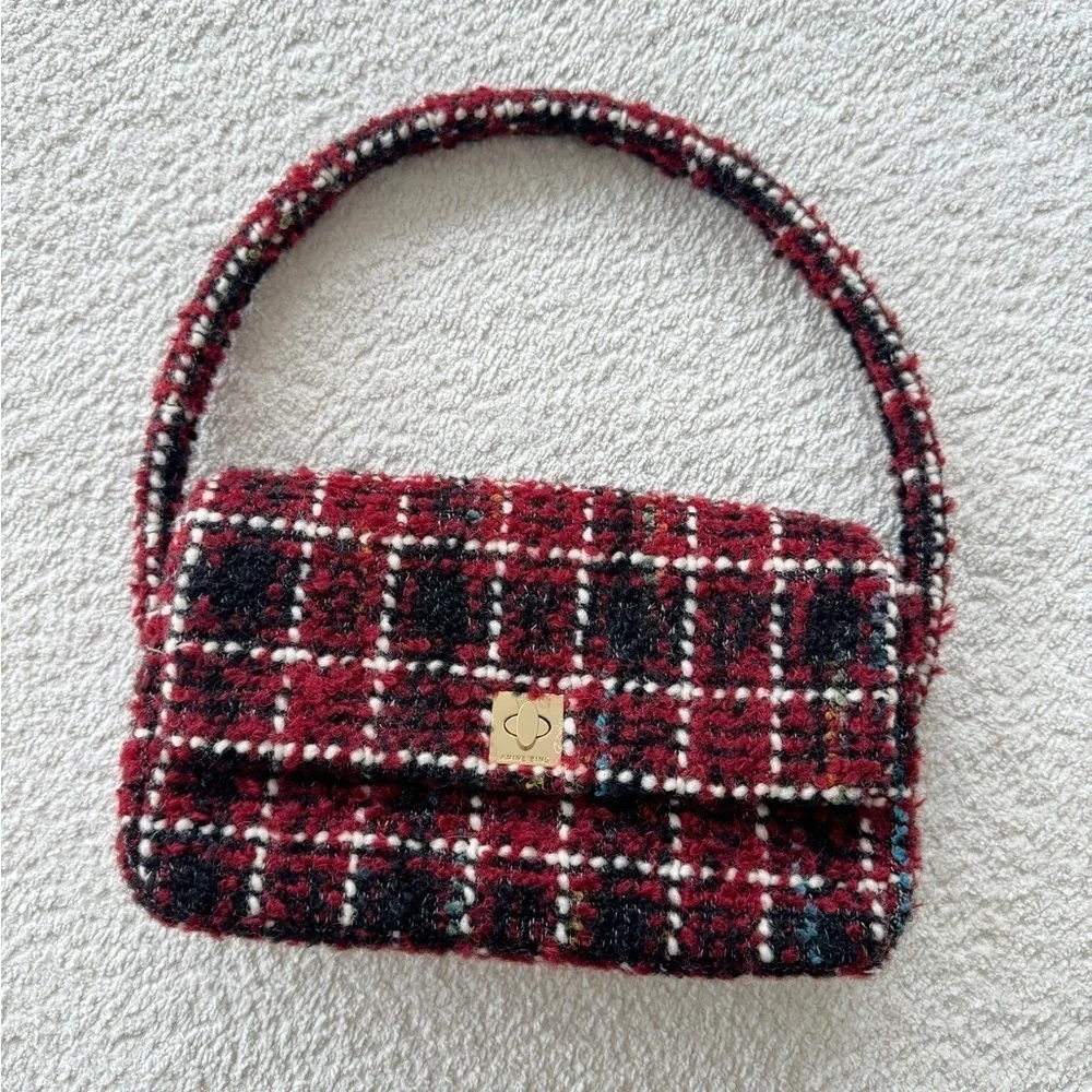 ANINE BING NWT Nico Bag in Cherry Plaid